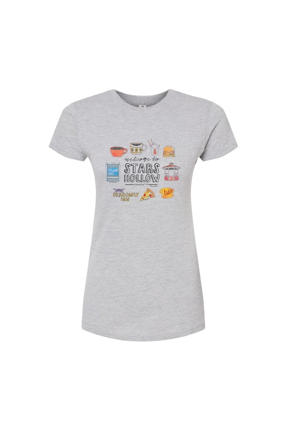 - Stars Hollow Grid - Juniors Fitted Short Sleeve Graphic T-Shirt