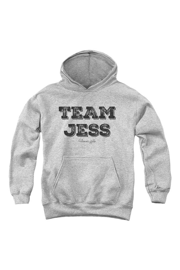 Team Jess Youth Kids Boy/Girls Pull-Over Hoodie, Athletic Heather, X-Large
