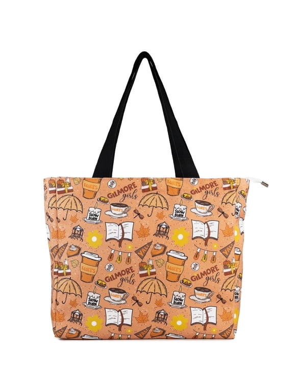 Gilmore Girls Tote Bag, Gilmore Girls Merchandise, Stars Hollow Canvas Tote Bag with Zipper and Inner Pocket, Cute Fall Tote Bags Gifts for Women, Friends, and Fans