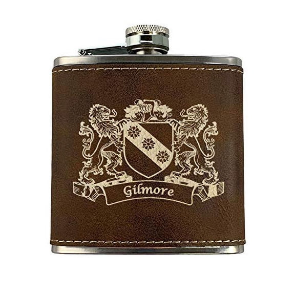 Gilmore Irish Coat of Arms Leather Flask - Rustic Brown