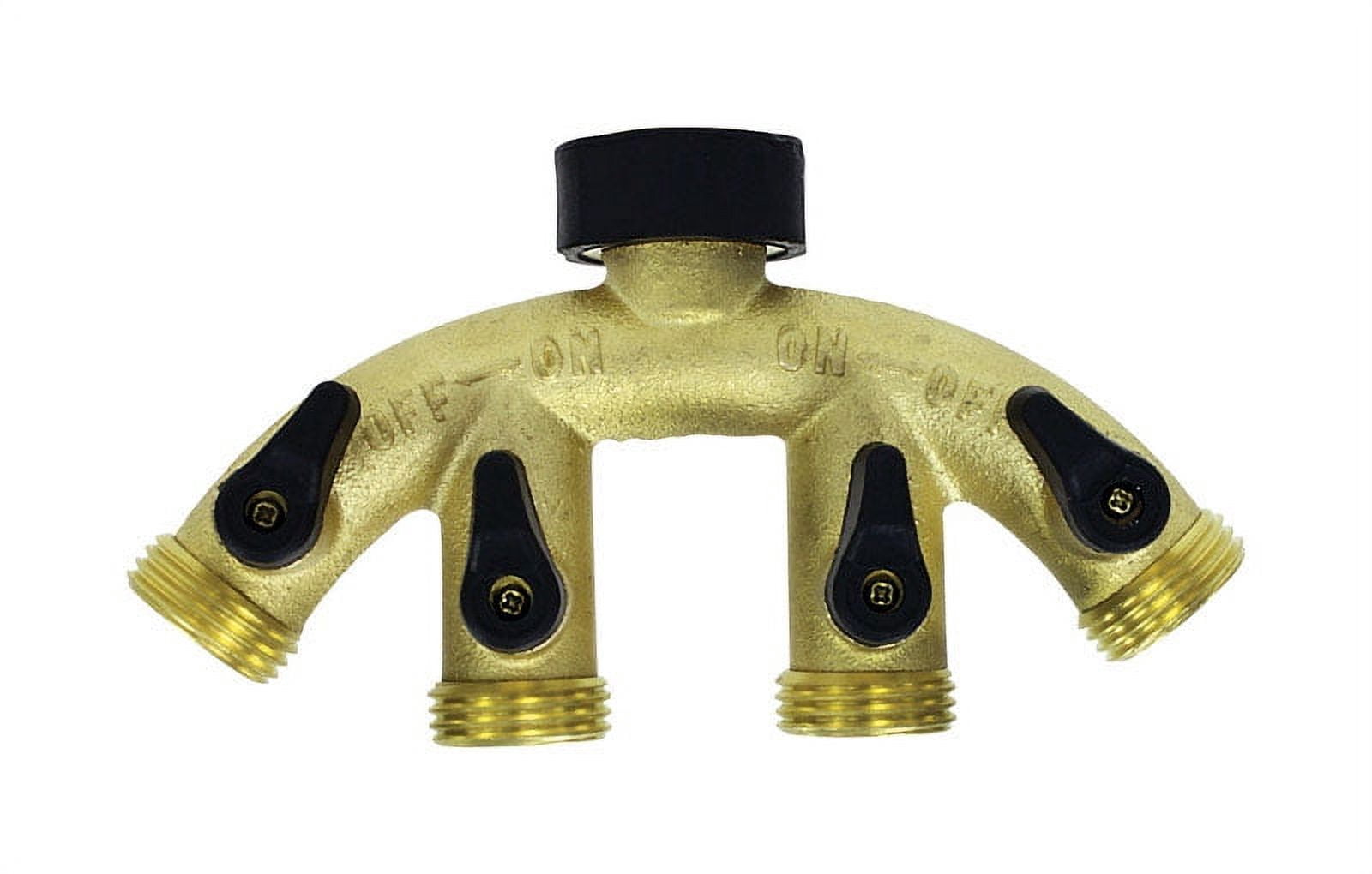 Gilmour Brass 4-Way Shut-off Valve, 5/8 in, Easy Grip Handles, Swivel ...