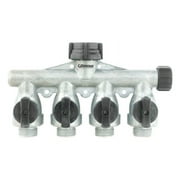 Gilmour Heavy Duty Metal 4 Way Garden Hose Splitter, Silver