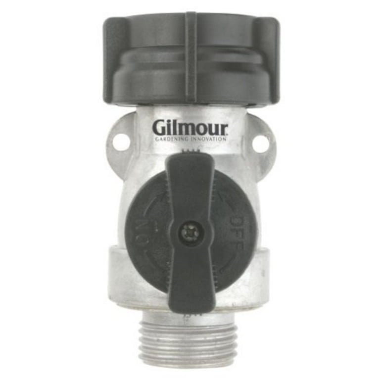 Gilmour 6 in. Aluminum Threaded 2 Male/1 Female Single Shut-Off Valve Gilmour 6 in. Aluminum Threaded 2 Male/1 Female Single Shut-Off Valve