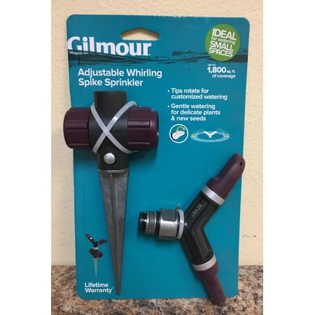 Gilmour Adjustable Spinning Sprinkler with Spike Base, Whirling Sprinkler Head for 360 Degree Coverage in Flower Beds and Vegetable Gardens