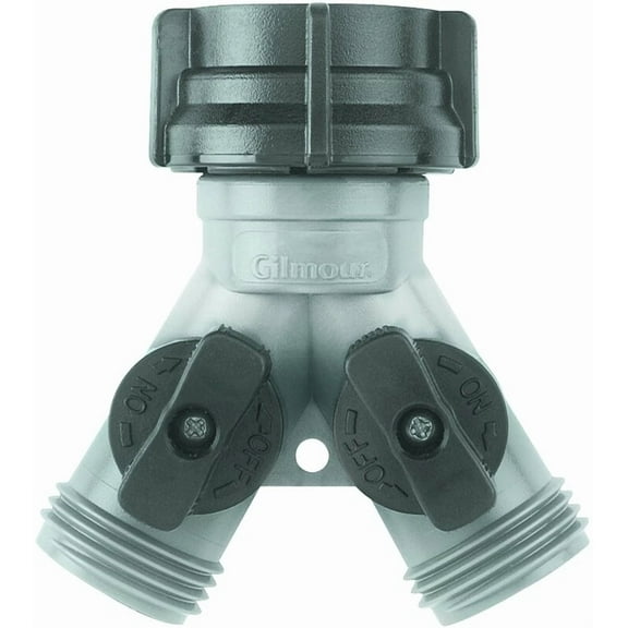 PURELY- Gilmour 800174 Garden Hose Y-Connector W/ Dual Shut-Off Valve, Polymer/Nylon
