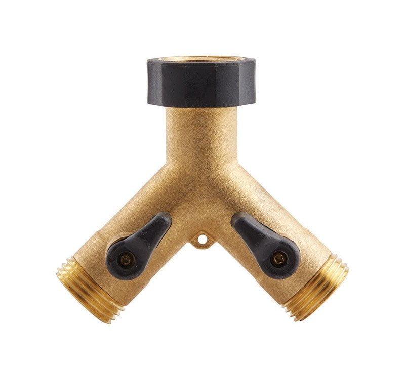 Gilmour 3/4 in. Metal Threaded Male Y-Hose Connector with Shut Offs Gilmour 3/4 in. Metal Threaded Male Y-Hose Connector with Shut Offs