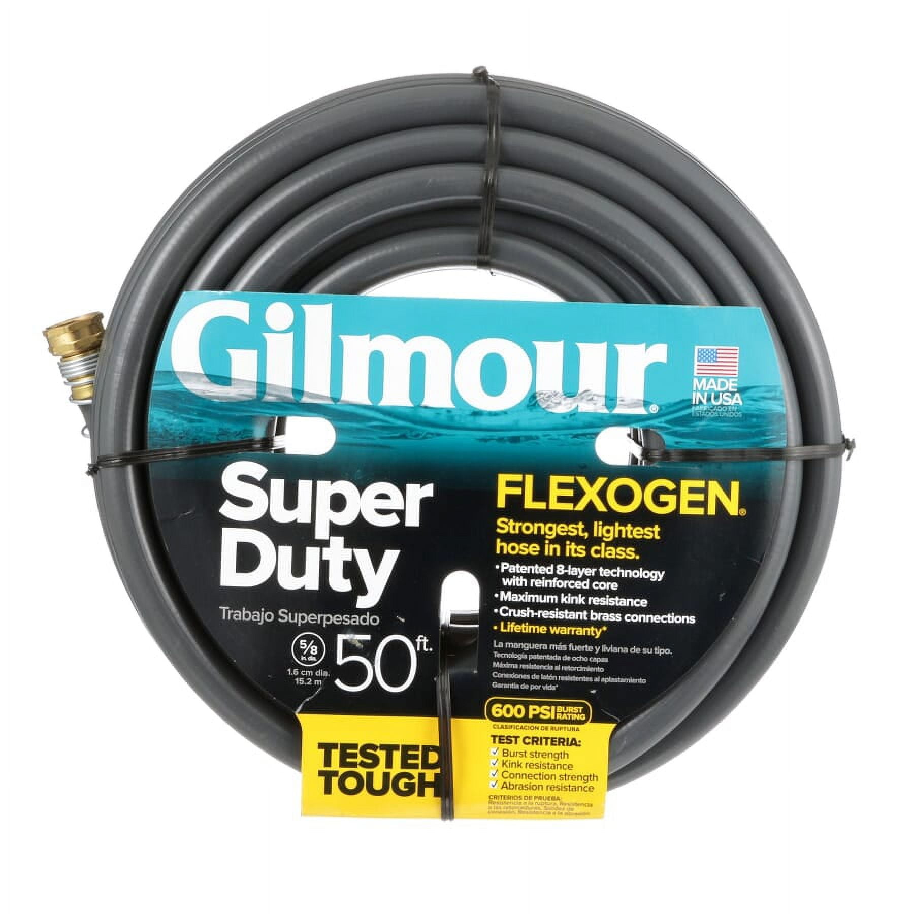 Gilmour Flexogen KinkProof Flexible Water Garden Hose, 5/8 in X 50 ft