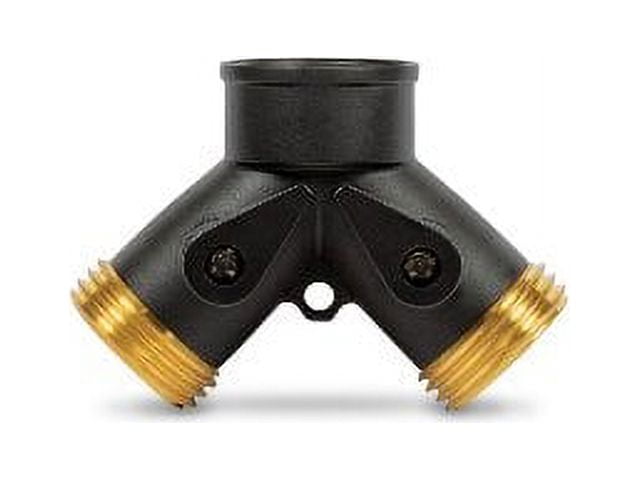 Gilmour Heavy Duty 2 Way Metal Garden Hose Splitter, Black