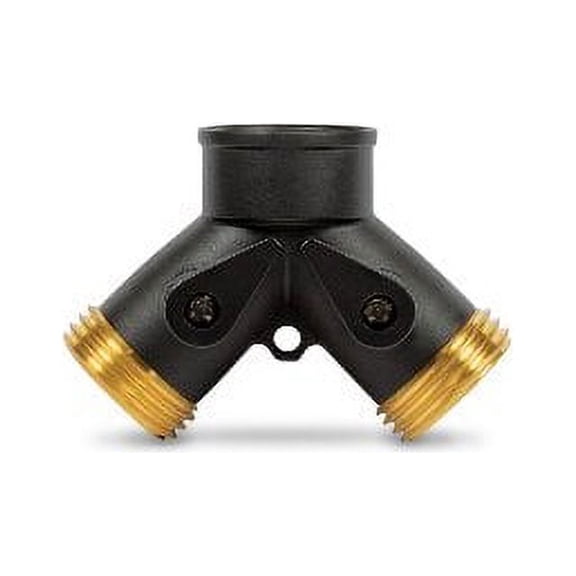 Gilmour Heavy Duty 2 Way Metal Garden Hose Splitter, Black