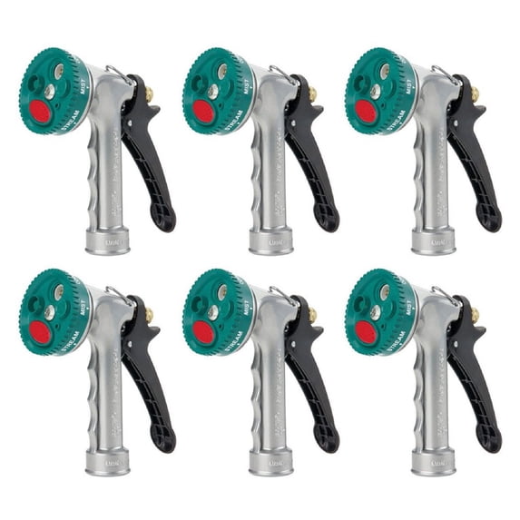 Gilmour Hose Nozzle Select a Spray 7 Pattern Metal Flow Control Dial Garden Watering, 6-Pack