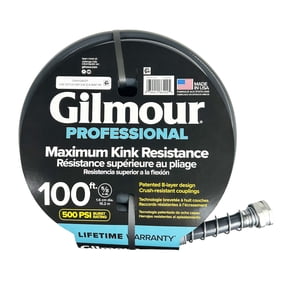 Gilmour Flexogen 100ft Heavy Duty Garden Hose, 5/8" All-Weather Water Hose with Crush-Resistant Aluminum Fittings, 500 PSI Burst Strength, Kink & Leak Resistant, Yellow