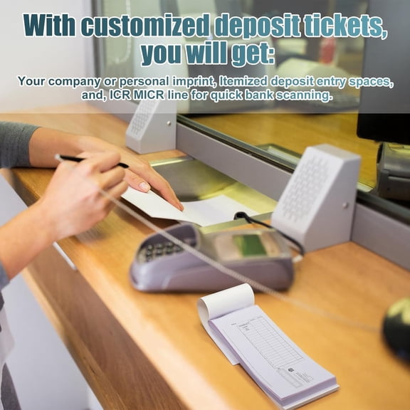 Gilprop 3 Pcs 2-Part Booked Deposit Tickets 8 7/8" x 3 3/8" Carbonless White/Yellow 150 Deposit Record Slips Per Book Icr Scannable Design for Accurate Bank Processing