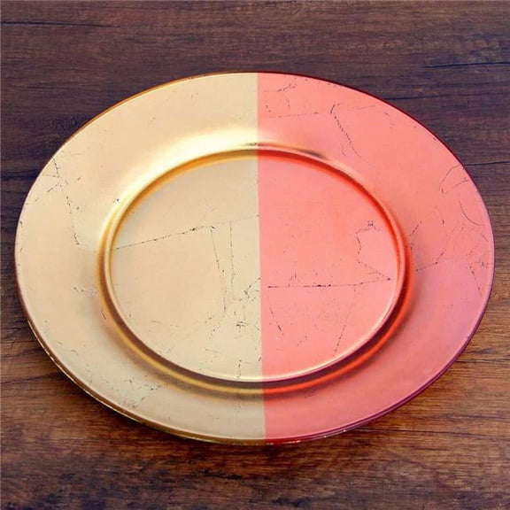 Gilt Demi Dinner Plates, Gold & Rose - Set of 4