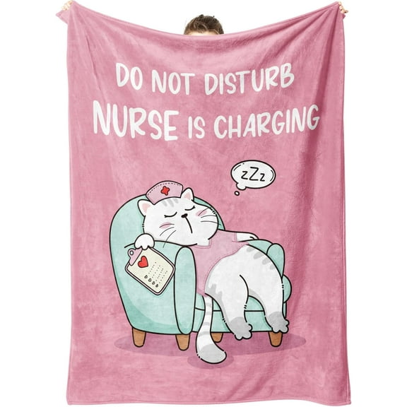 GiltGlimmer Funny Nurse Gifts for Women, Nurse is Charging Blanket, LPN RN Birthday Appreciation Gift for Nurses Practitioner, Nursing Student Graduation Gift, Nurses WeekDay Gifts 60 x 50, Pink