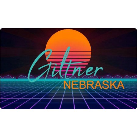 Giltner Nebraska 2 X 1.25-Inch Vinyl Decal Stiker Retro Neon Design