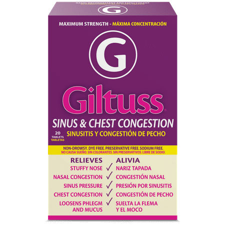 Giltuss Sinus Plus Decongestant & Expectorant Tablets, 20 Count