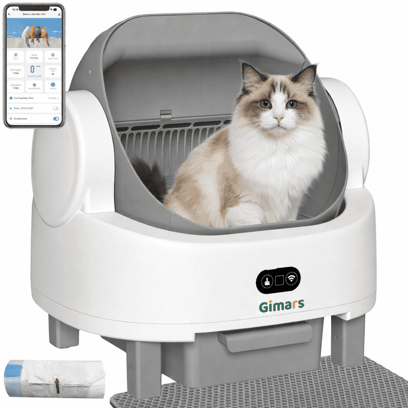 Gimars Self Cleaning Cat Litter Box, Open-Top, Large Capacity, Safety Sensors, For Multi Cats