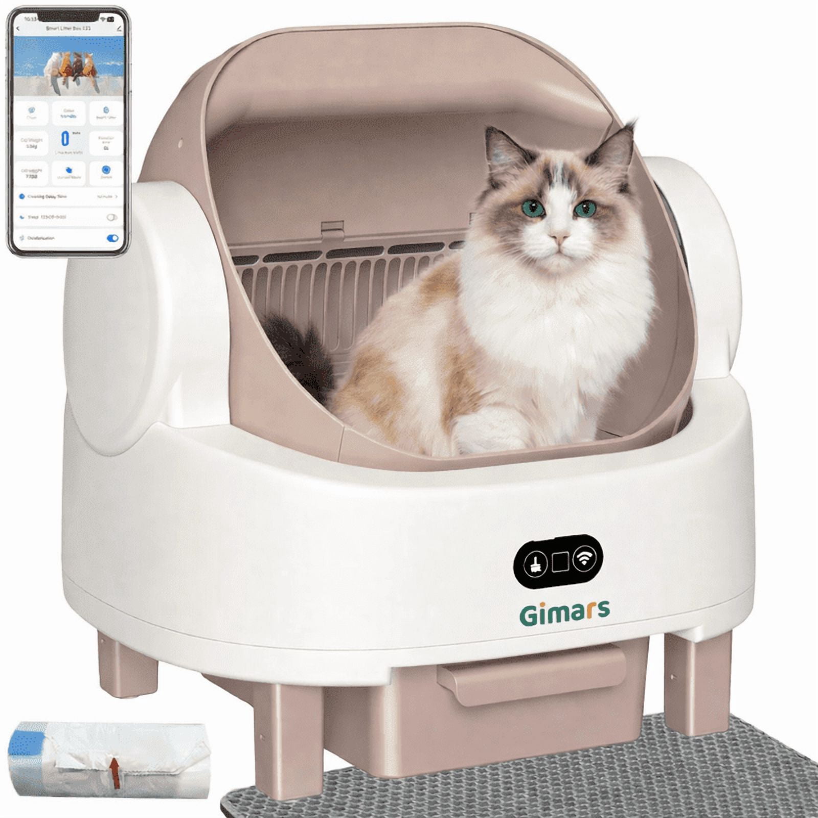 Gimars Self Cleaning Cat Litter Box, Open-Top, Large Capacity, Safety Sensors, For Multi Cats