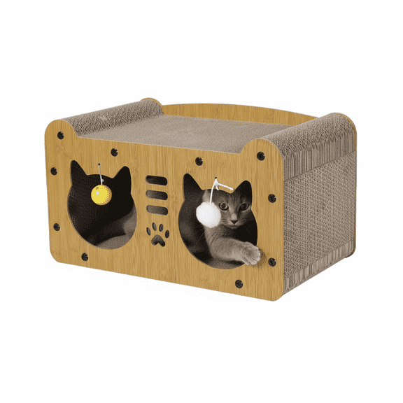 Gimars Small Wood Grain Sofa Cat House for Indoor Cats