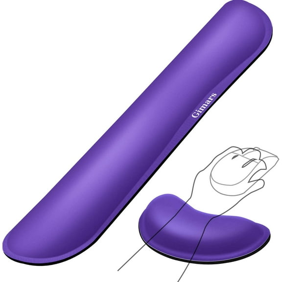 Gimars Upgrade Enlarge Gel Memory Foam Set Keyboard Wrist Rest Pad, Mouse Wrist Cushion Support for Office, Computer, Laptop, Mac, Comfortable, Lightweight for Easy Typing Pain Relief, Purple