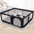 thumbnail image 1 of Gimars Upgraded 320D Washable Baby Playpen , 50''*50'' Large Playpen for Toddlers, Sturdy & Safe Playpen with Padded Cotton Top Rod for Protecting Babies, Baby Play Yard with Zipper Gate,Black, 1 of 7
