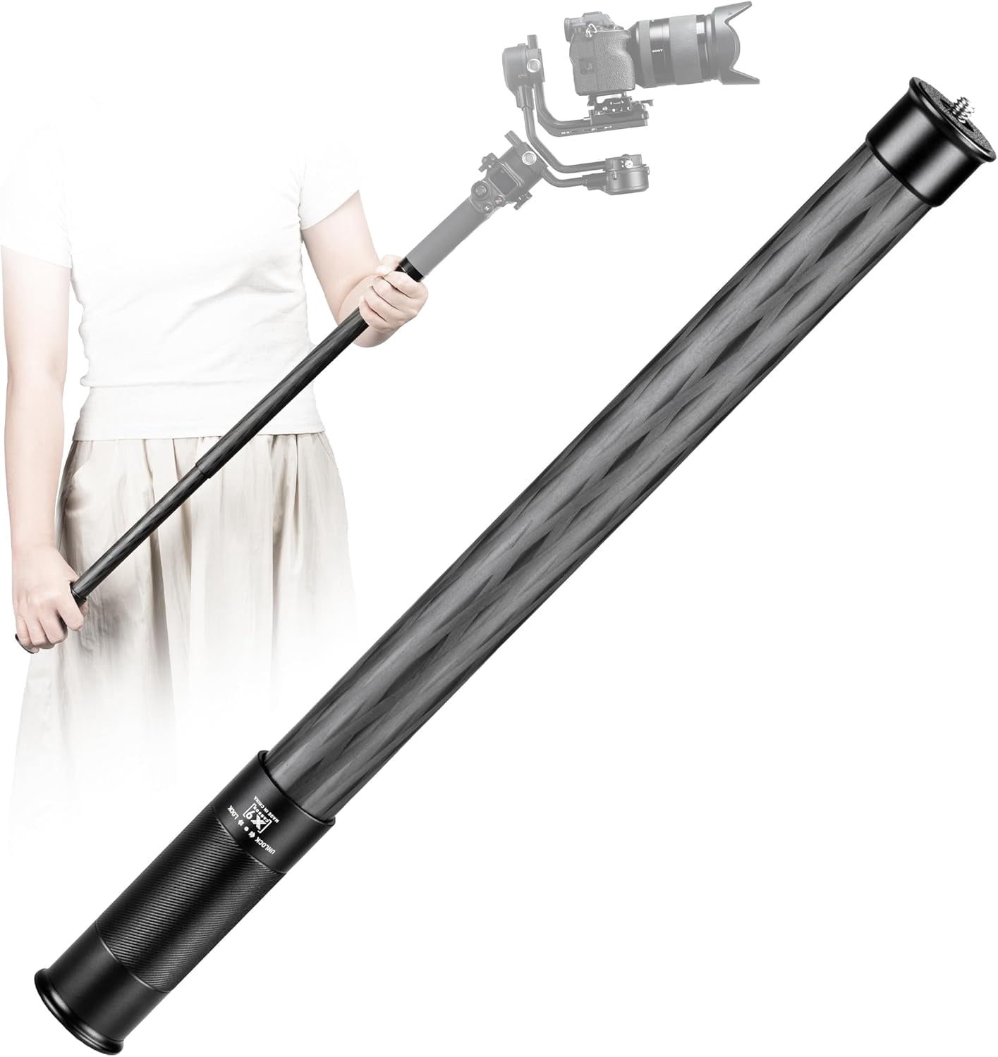 Gimbal Extension Pole Carbon Fiber Extension Monopod Pole Stick with 1/ ...