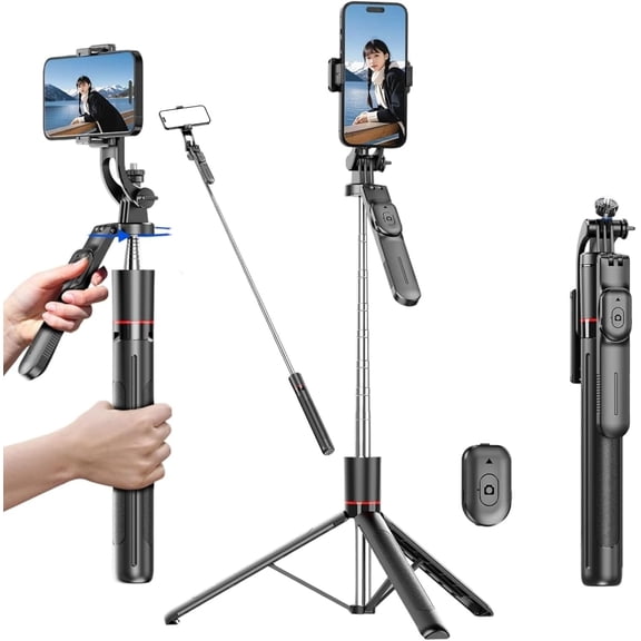 Gimbal Stabilizer - Master Every Move, 67" Anti-Shake 360? Panoramic & 240? Tilt -in- Gimbal Stabilizer for Android, 2kg Load-Bearing, 10m Remote Control, Extendable 300mm-1708mm