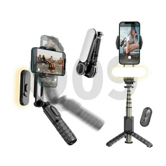 Gimbal Stabilizer Selfie Stick Tripod For iPhone Android Mobile Led Light Cell Holder Stand Smartphone Cellphone Camera