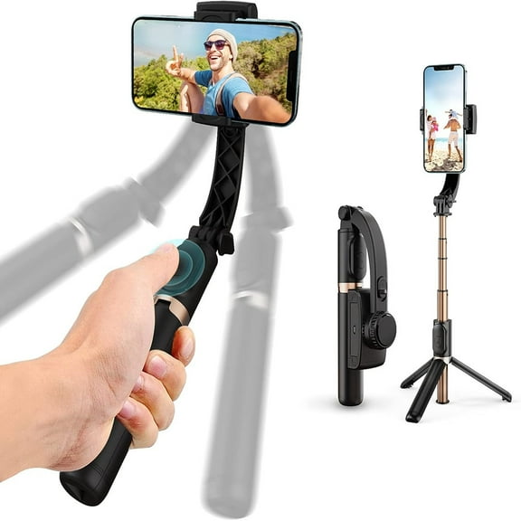 Gimbal Stabilizer with Selfie Stick for iPhone: Portable Handheld Gimble with Tripod & Remote for Cell Phone Camera & Samsung Android Smartphone Recording Video & Vlogging on Tiktok & YouTube