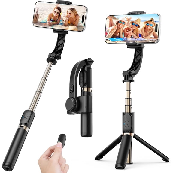 Gimbal Stabilizer for Smartphone, 1-Axis Auto Balance Handheld Gimbal, 360  Rotating Extendable Selfie Stick Tripod, Wireless Remote Control for iPhone Android Travel Vlogging TikTok YouTube