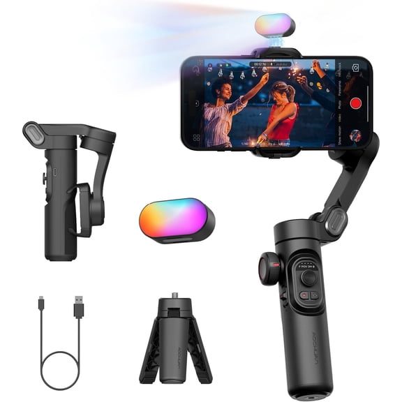 Gimbal Stabilizer for Gimbal, Smartphone w/Focus Wheel Face/Object Tracking  Foldable 3-Axis Handheld Phone Stabilizer for Video Recording
