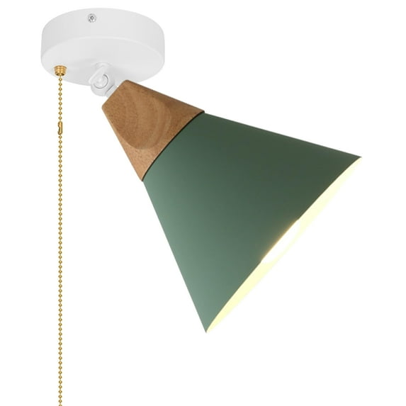 Gimbaled Lamp, Zipper Switch 12V RV Hallway Light, 2700K Bulb Included Painting Macaron Scandinavian Style Lampshade Wooden Socket, Semi Flush Mount Interior Light Decorative for Camper