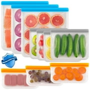 Gimgong 10 Pack Reusable Food Storage Bags, Dishwasher Safe Leakproof Eco-Friendly 3 Gallon, 4 Sandwich, 3 Snack Bags, 10 Count