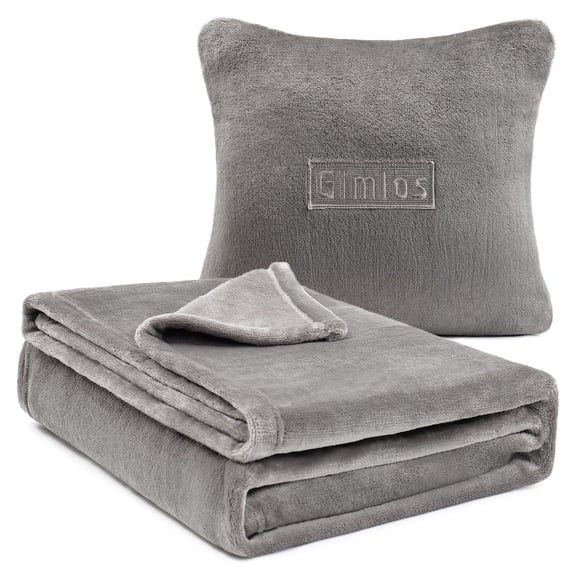 Gimlos Travel Pillow Blanket, Soft Warm Travel Blanket 2 in 1 , Essentials for Plane Travel, Gray