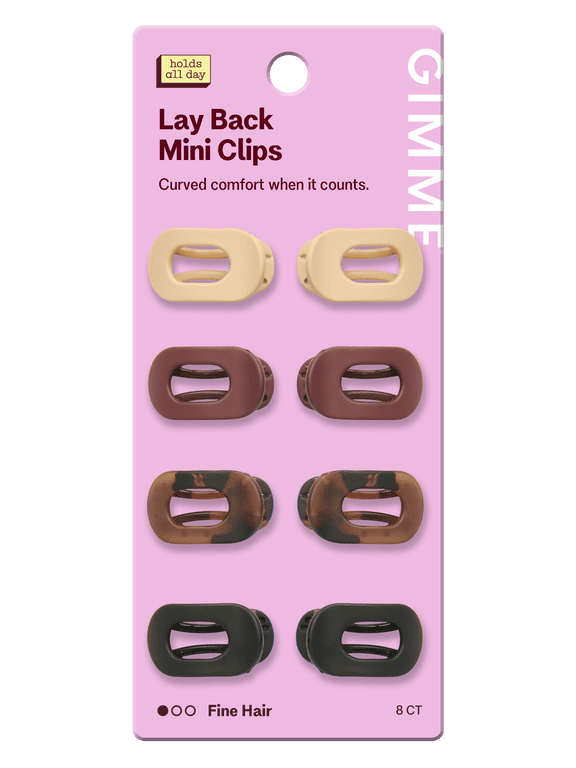 Beauty Mini Lay Flat Claw Clips, Assorted Colors, 8 Count for Fine Hair