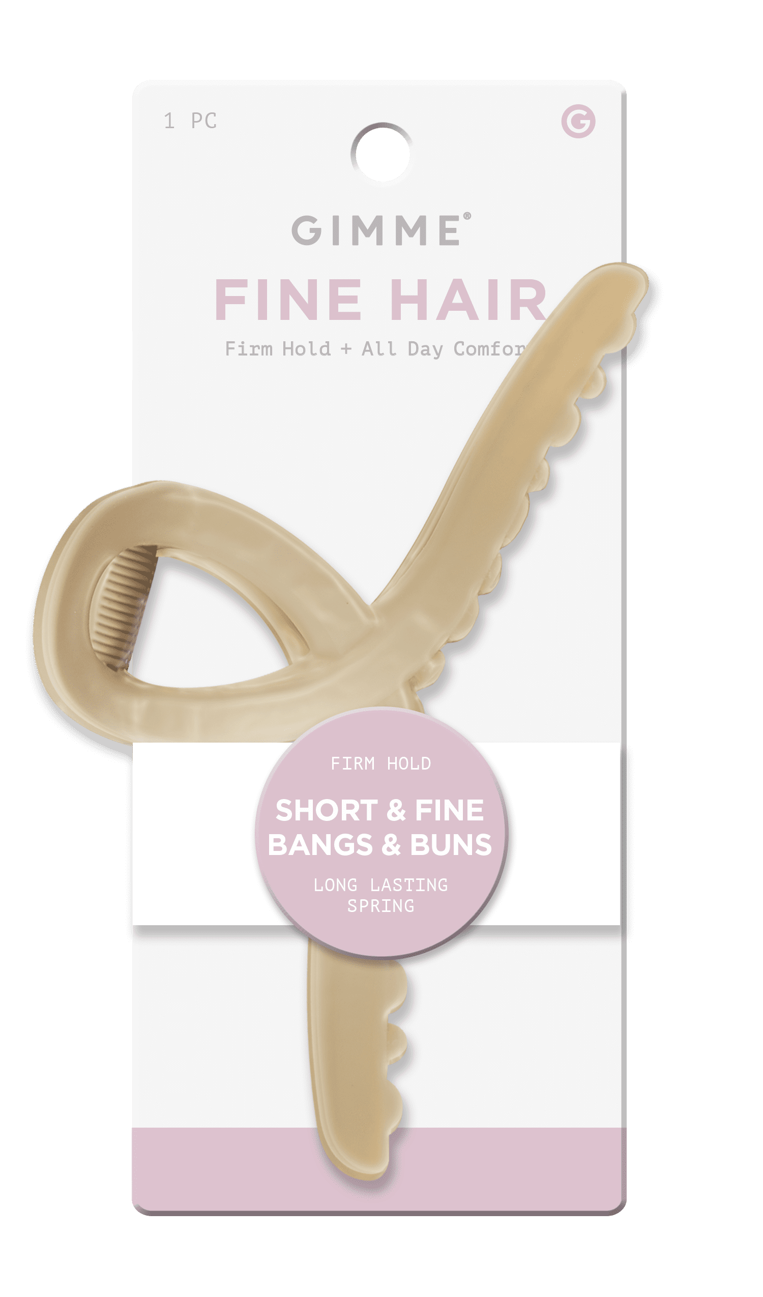 Beauty Claw Clip, Fine Loop, Sand, 1 Count