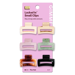 Gimme Beauty Small Rectangle Claw Clip for Fine Hair, Assorted Colors, 6 Count