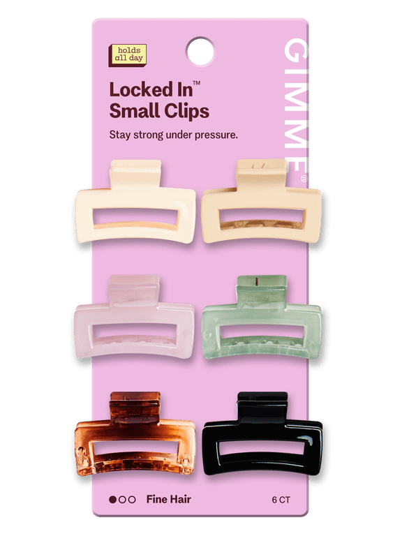 Beauty Small Rectangle Claw Clip for Fine Hair, Assorted Colors, 6 Count