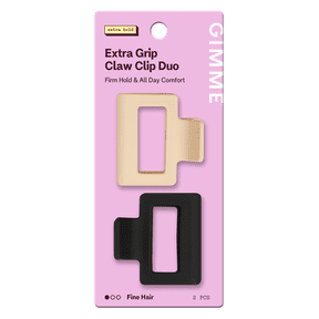 Gimme Beauty Claw Clip Fine Square Extra Grip, Black/Tan, 2ct