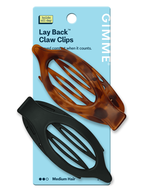 Beauty Claw Clip Medium Oval Lay-Flat Black/Tortoise 2 Count