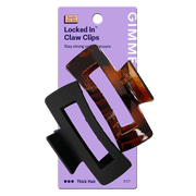 Gimme Beauty Rectangle Claw Clip For Thick Hair, Black Tortoise, 2 Count