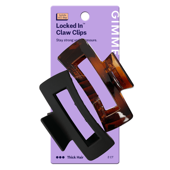 Gimme Beauty Rectangle Claw Clip For Thick Hair, Black Tortoise, 2 Count