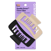 Gimme Beauty Claw Clip Thick Double Teeth Rectangle Black/Tan ps 2ct