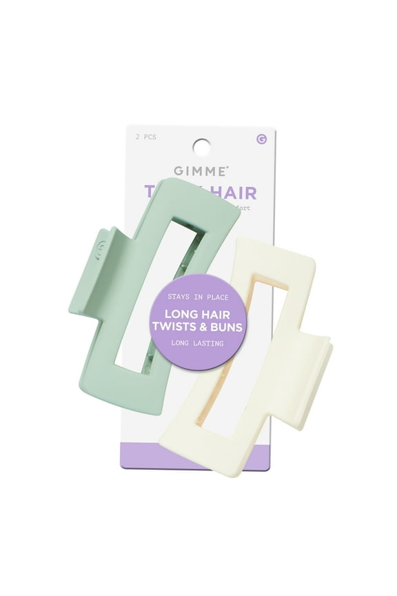 Gimme Beauty Claw Clip, Thick Rectangle, Green/Sand, 2 Count