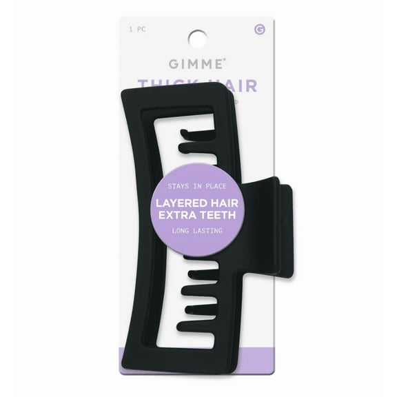 Gimme Beauty Claw Clip Thick Rectangle Xtra Large Double Teeth Black -2 PACK