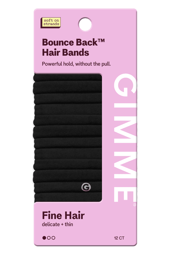 Beauty Seamless Hair Ties for Fine Hair, Ponytail Holder, Black, 12 Count