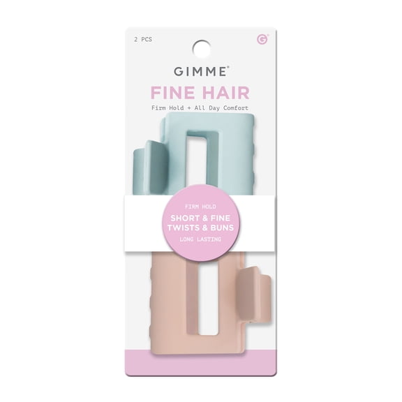 Gimme Beauty Fine Hair - Short Twists & Buns - Mini Claws for Fine & Thin Hair - Designer Non-Slip Accessory - Non-Slip Clip Multi-Pack - Accessory for Teens - Blue & Pink, 2 Pack