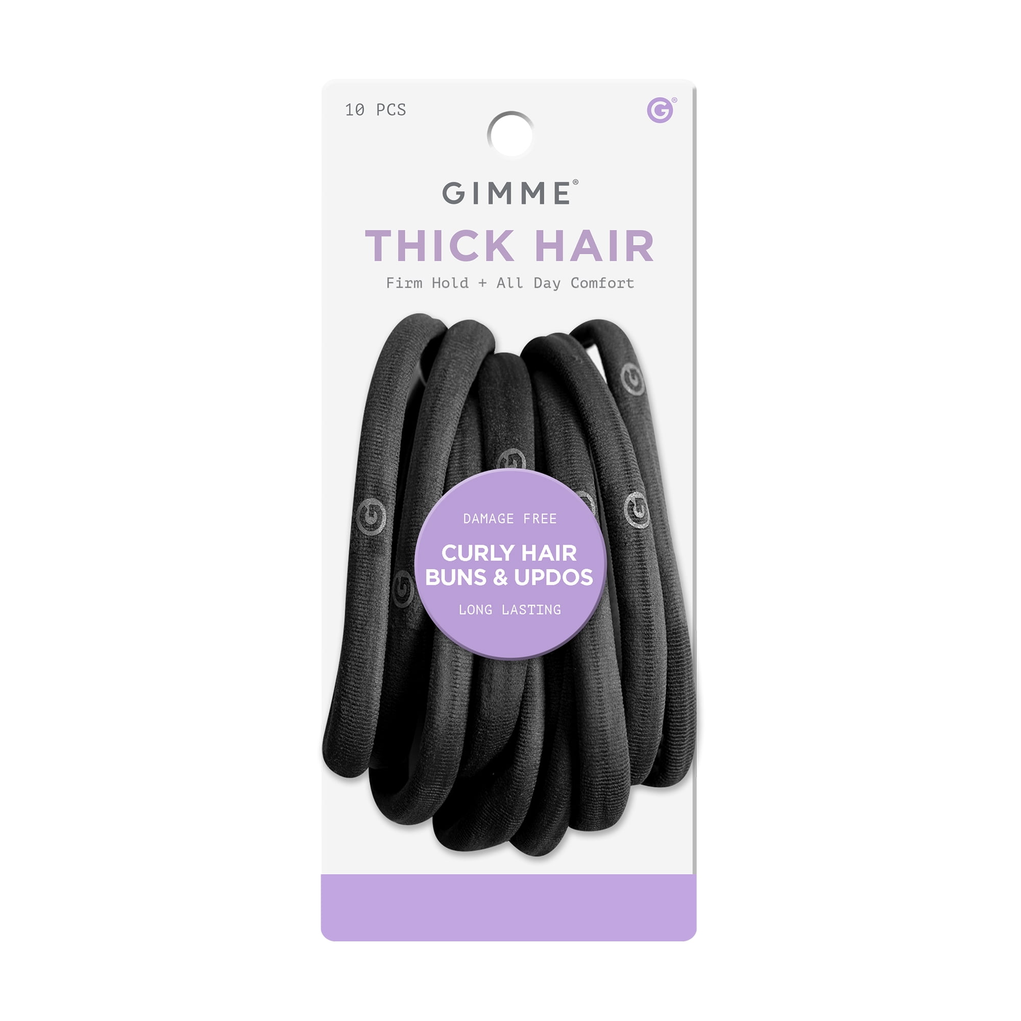 GIMME Beauty Seamless Hair Ties for Long Hair, Ponytail Holder, Black, 10 Count