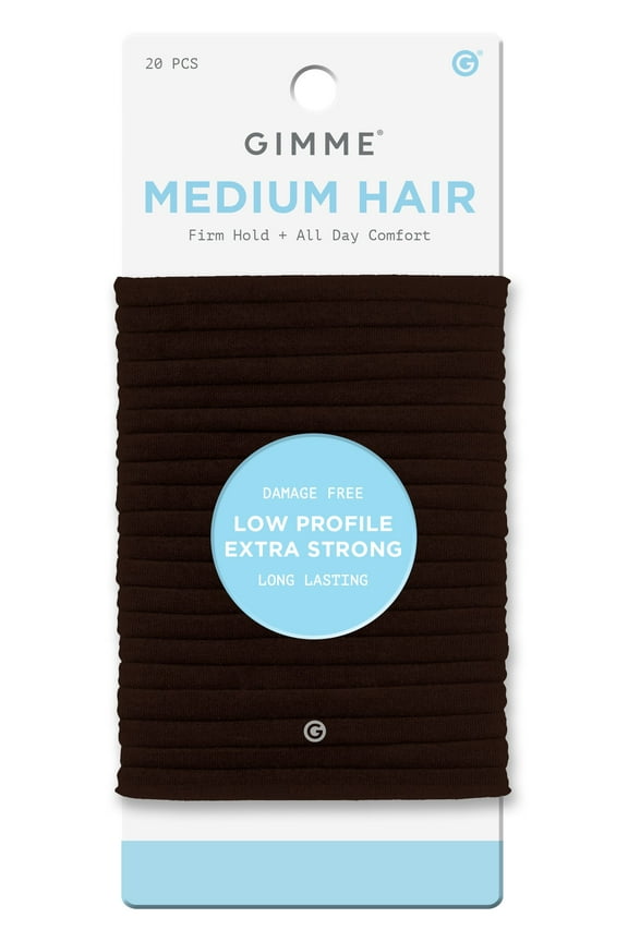 Beauty Seamless Low Profile Hair Ties for Medium Hair, Ponytail Holder, Dark Brown, 20 Count