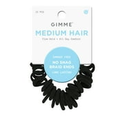Gimme Beauty Seamless Braid End Hair Ties for Medium Hair, Soft Stretch Material, Black, 25 Count